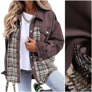 Plaid Patchwork Brown Jacket